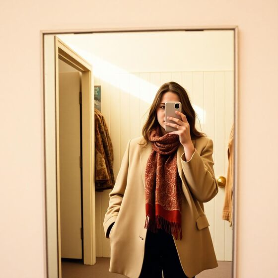 Mirror selfie in a thrift store