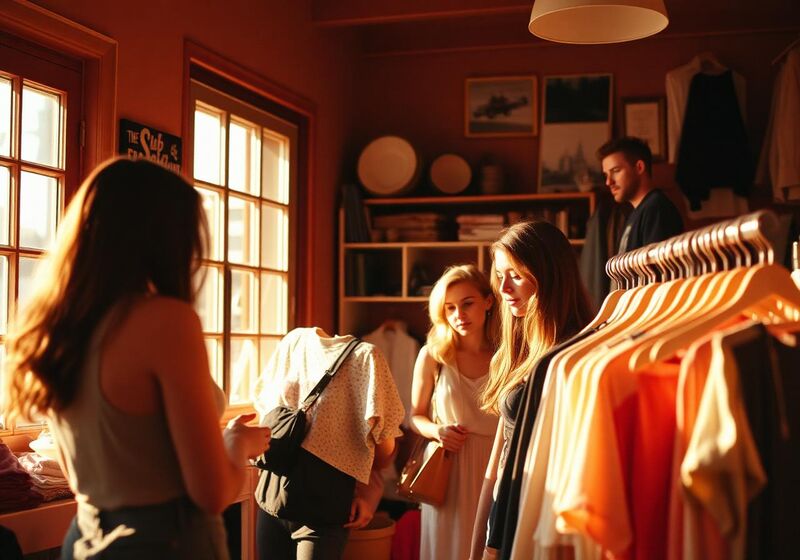 Thrifters browsing a rack together